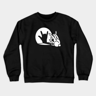 Funny rabbit shadow hand cartoon ROCK music METAL Crewneck Sweatshirt